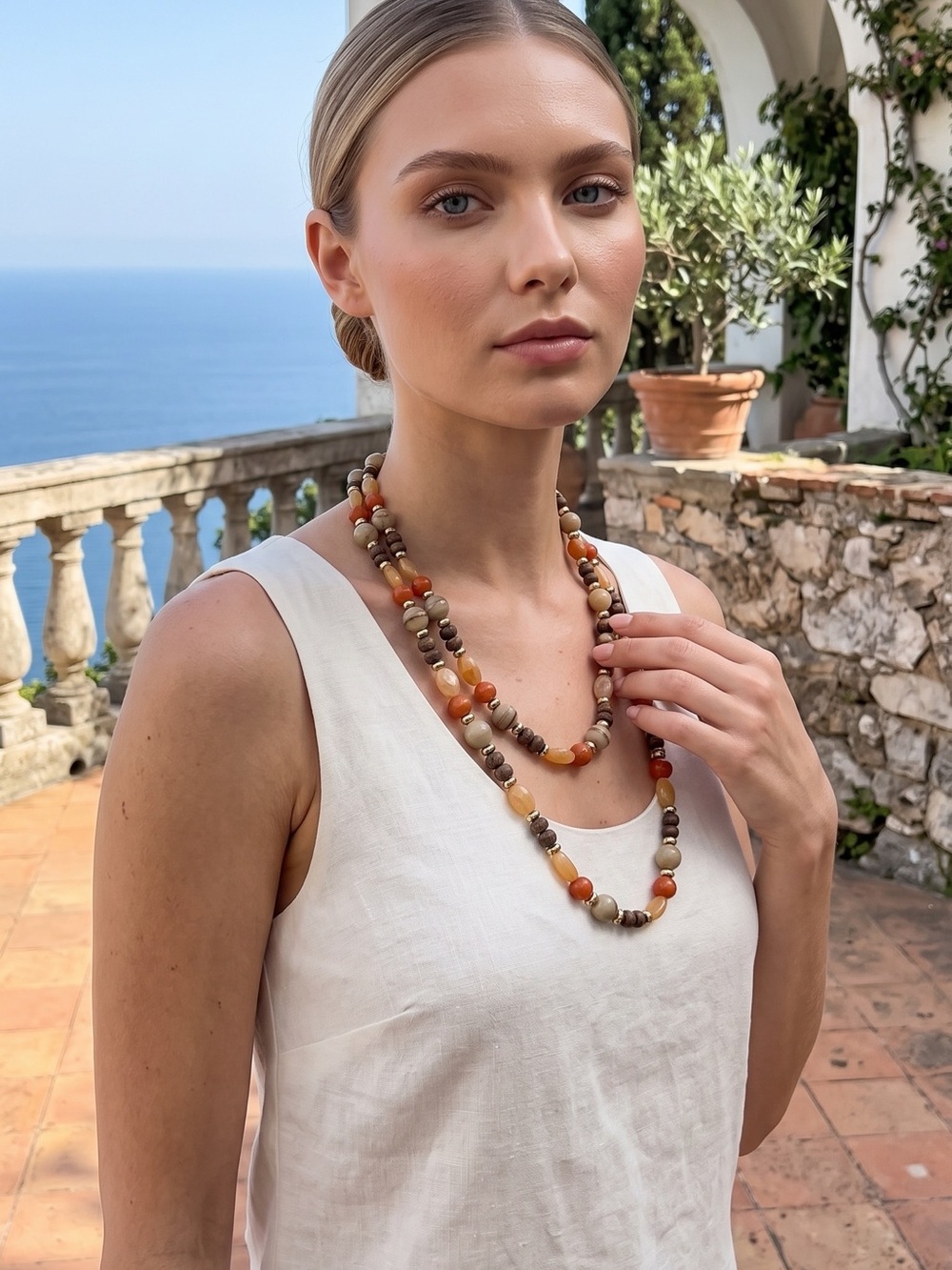 Artesian Handcrafted Elegant Earth Toned Beaded Necklace 18” to 36”